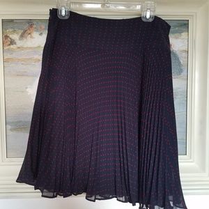 Lined navy and red poka dot skirt
